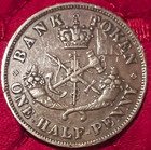 1857 Bank Of Upper Canada Half Penny Token Copper