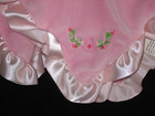 Stepping Stones Pink Bear Security Blanket Baby Lovey Embroidered Flowers Ruffle