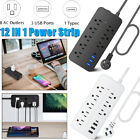 Us Power Strip Surge Protector 8 Ac Outlets 3 Usb Ports Type C Port W  4ft Cable