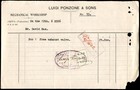 Judaica Palestine Old Note Luigi Ponzone Jaffa With  H j z    O p d a  Stamps