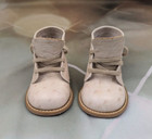 Vintage High Top Strong Structured Baby Shoes White Ivory Color Leather Top - 2d