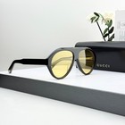 Gucci Gg0479s Aviator Sunglasses Black Frame Yellow Lens Unisex New