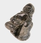 Inuit Steatitle Carved Sculpture Of Man Sitting By Johhny Pootoogook