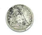 1877  Very Ornate Detailing Love Token Seated Liberty Silver Quarter