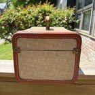 1940-50s Vintage Train Tweed Look leather Vanity Case See Pictures 12   x8 5   x7   