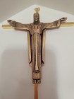 Vintage 10  Brass Crucifix Cross Jesus Metal Wall Hanger
