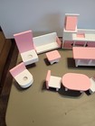 Kidkraft Wooden Dollhouse Furniture Lot Pink White Bath Kitchen Living