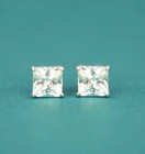 14k Solid Yellow white Gold Square Clear Cz Basket Set Stud Earrings 3-10mm