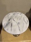 Vintage White   Gray Marble And Brass Plant Stand Accent Table 12   x17 5   