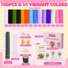 700 Pcs Pipe Cleaner Flower Kit  14 Colors Chenille Stems With Instruction