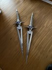Decorative Fantasy Sword Pair  Silver blue Double-edged Metal Swords