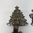 Vintage Noel Grandeur Set Of 4 Heavy Christmas Santa Metal Stocking Holders