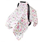 Muslin Baby Car Seat Canopy   Infant Carseat Cover - Extra Wide Purple Flower