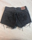 Levi s 501 Black Denim Cut Off Shorts Frayed Hem Button Closure Women s Size 28