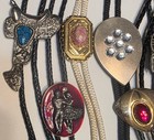 Vintage Lot Of 11 Metal Bolo Ties  And 2 Extra Items  Horse Saddle  Turquoise