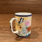 Japanese Porcelain Octagon Tea Mug Imari Style Flower Blossoms Butterflies Gold