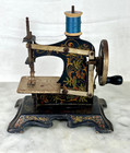 Antique German Floral Toy Hand Crank Child s Sewing Machine