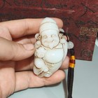 Chinese Old Jade Ware Carved White Jade God Of Wealth  Lucky Pendant