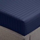 Luxury King Size Fitted Sheet - 500tc 100  Cotton  Dark Blue Striped Design