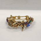 Kirks Folly Vintage  birds   Blooms  Ponytail Barrette Gold Tone Clip Signed