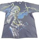 Vintage Native American  indian Lightning Double Sided T Shirt Black Size Large