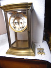 Antique-ansonia-curved Glass-crystal Regulator Clock Ca 1900-to Restore- v746