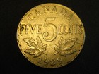 1929 Near Rim Canadian 5 Cents