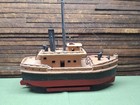 Amazing Large 21    Steam Ship Handcrafted Wooden Model Folk Art Ship Tug Boat