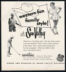1956 Sun Valley Idaho Summer Vacation Cowboy Hat Art Vintage Print Ad