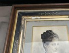 Antique Victorian Walnut Framed Watercolor Painting Of A Mourning Maiden