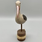 Vintage Hand Carved And Painted Folk Art Pelican Bird Figurine On Piling 7 5 