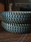 Pair 8  Wheelchair Wheels 3 00-8 Green Tires Silver Rims