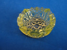 Round Yellow Button   Star Pattern Glass Open Salt Cellar  Unknown Maker c1890