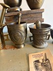 6 Vintage Solid Brass Pharmacist Pharmacy Mortar And Pestle Apothecary Medical