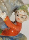 Vintage Japan Ceramic Pixie Elf Conch Shell Planter Figurine Mcm Surfing Wave 