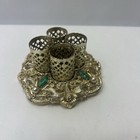 Vintage Regency Style Lipstick Holder Footed Gold Tone Rhinestone 