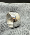 Solid 925 Sterling Silver Dome Ring  Handmade Wide Band  Chunky Stateme All Size