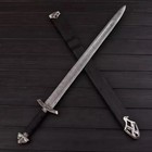 Handmade Damascus Steel Viking Sword   Authentic Nordic Sword With Scabbard 