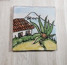 5 Vintage Mexican Pottery Tiles Scenic Hand-painted Talavera Folk Art Decor 4 In