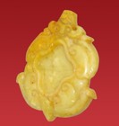 Chinese Yellow Jade Decor Intricate Auspicious Carving Unique Collectible