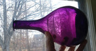 Beautiful Amethyst Puce Free Blown Chestnut Bottle With Crude Applied Ring Lip
