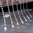 Solid 925 Sterling Silver Italian Ball Bead Dogtag Chain Necklace 1 2mm - 6mm
