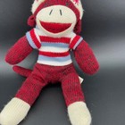 Dan Dee Red Sock Monkey Plush Toy Stripe Shirt Red White Hat Collectible 12 