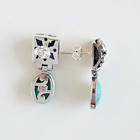 Turquoise   Sterling Silver Post Earrings With Artistic Swirls