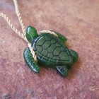 Genuine Green Jade Turtle Honu Adjustable Brown Hemp Cord Pendant Necklace