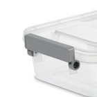 Sterilite 2 7 Qt  Modular Latch Box Plastic With Clear Base And Lid  Titanium