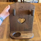 Heart Cut Out Bathroom Wall Shelf Hair Dryer   Curler Holder Cottage - Gma Core