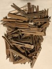 Vtg 75  Primitive Old Flat Head Sided Wood Clothes Pins Nice Patina Farm Laundry