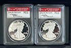 2012-s Silver Eagle 2 Coins Proof Pr69 Signed First Strike Golden Gate Engraver