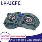 Ucfc204-ucfc218 Pillow Block Flange Bearing 20mm To 90mm Bore 4 Bolt Solid Base